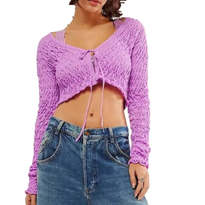 Free People So Sweet Cropped Shrug in Purple Size Small - NWT